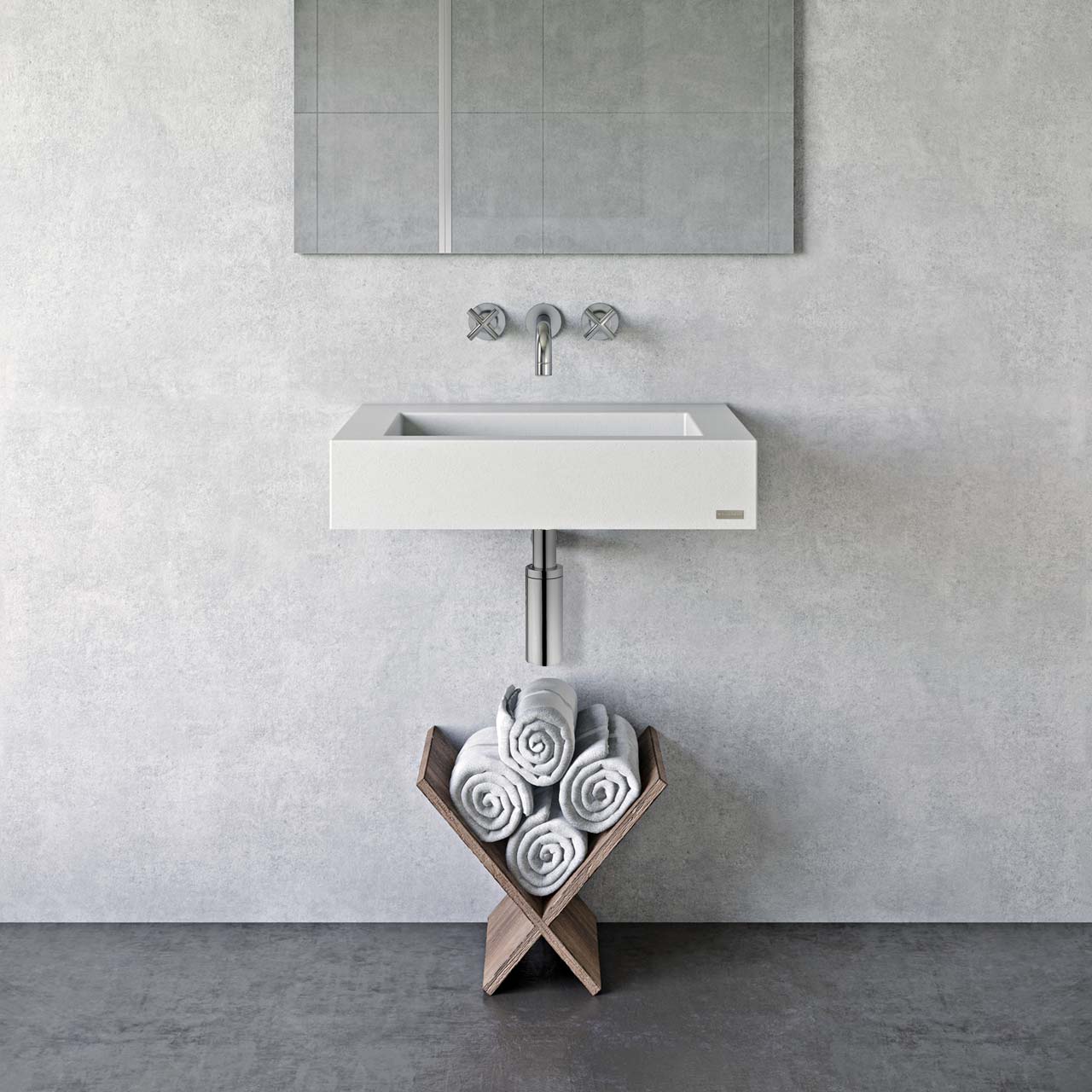 24 Industrial Concrete Floating Bathroom Sink Wall-Mount with